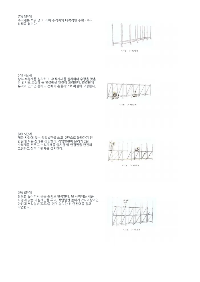 시스템 동바리 시공계획서 조립 단계 — 설명 그림 미리보기